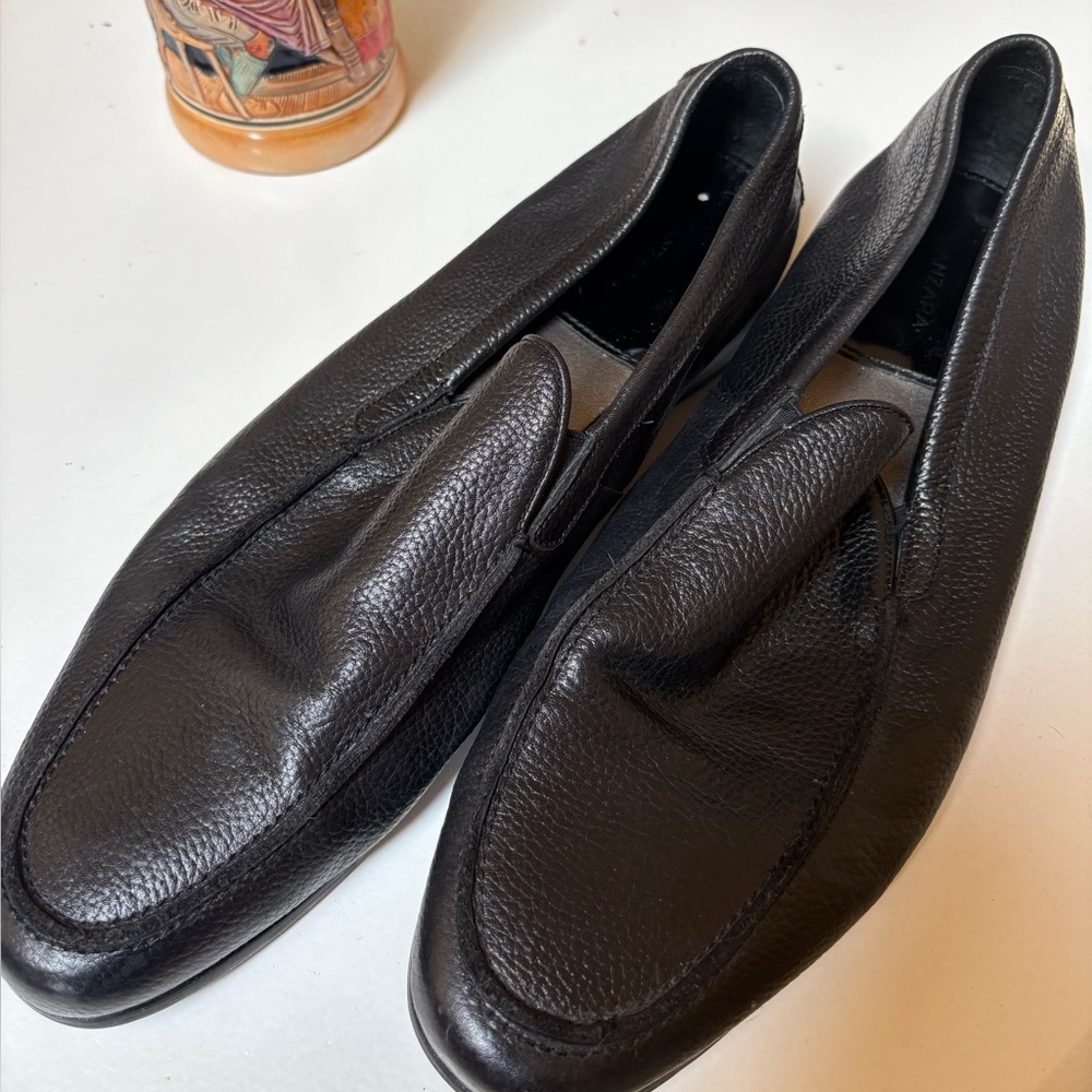 Elegant Black Leather Slip-On Loafers